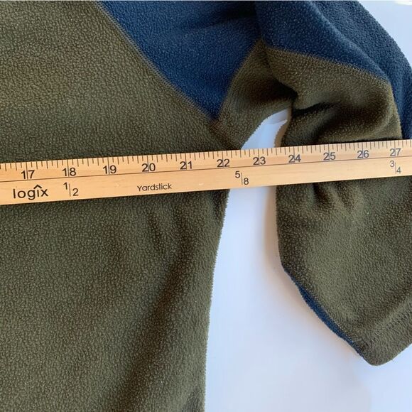 Patagonia Capilene Sweater Men Medium Fleece Green/ Blue 1/4 Zip Stand Up Neck - Picture 5 of 8